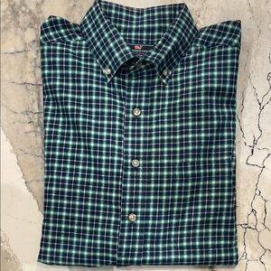 Vineyard Vines Classic Fit Murray Casual Button Down Shirt Blue/Green L